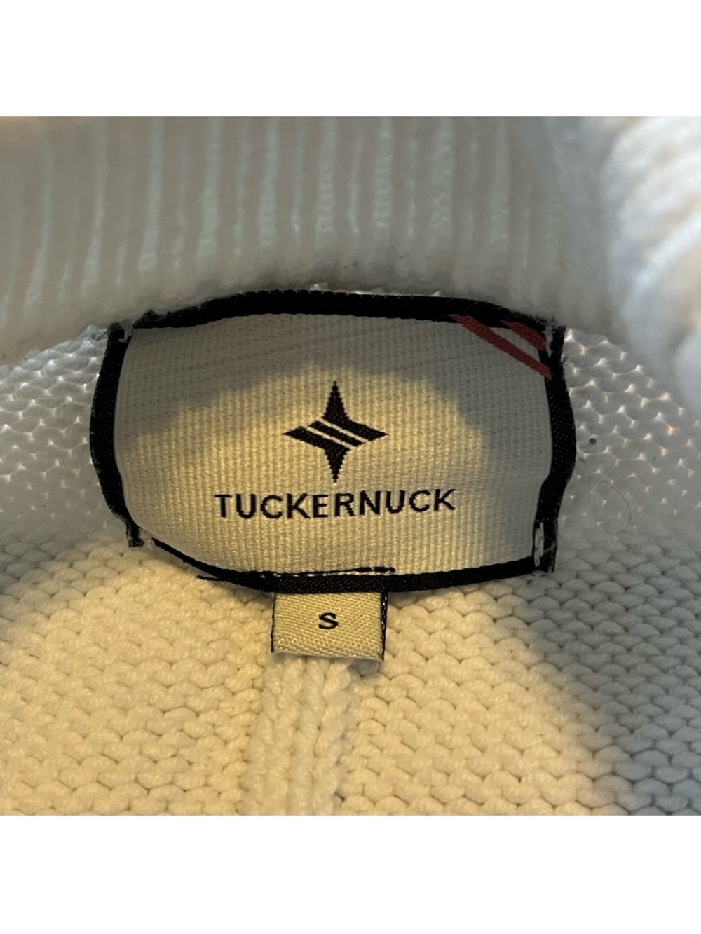 TUCKERNUCK Ivory and Navy Cotton Striped Bryant Sweater size small - Picture 5 of 9